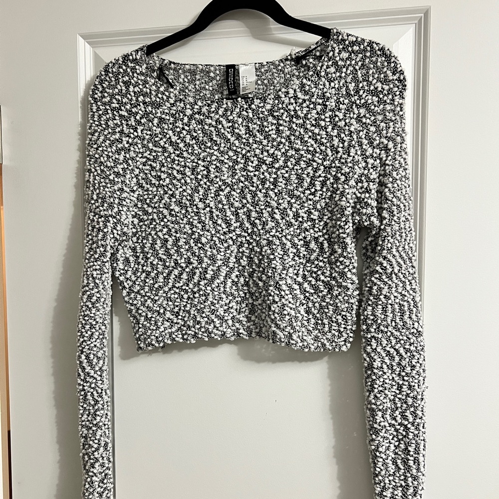 Boucle Long Sleeve Crop Top